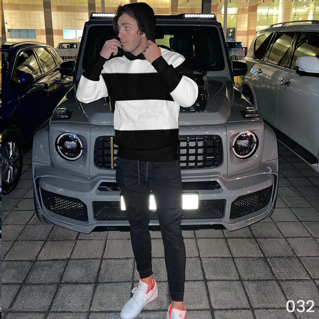 Oversize Striped Hoodie B&W - 40% Off - Image 2