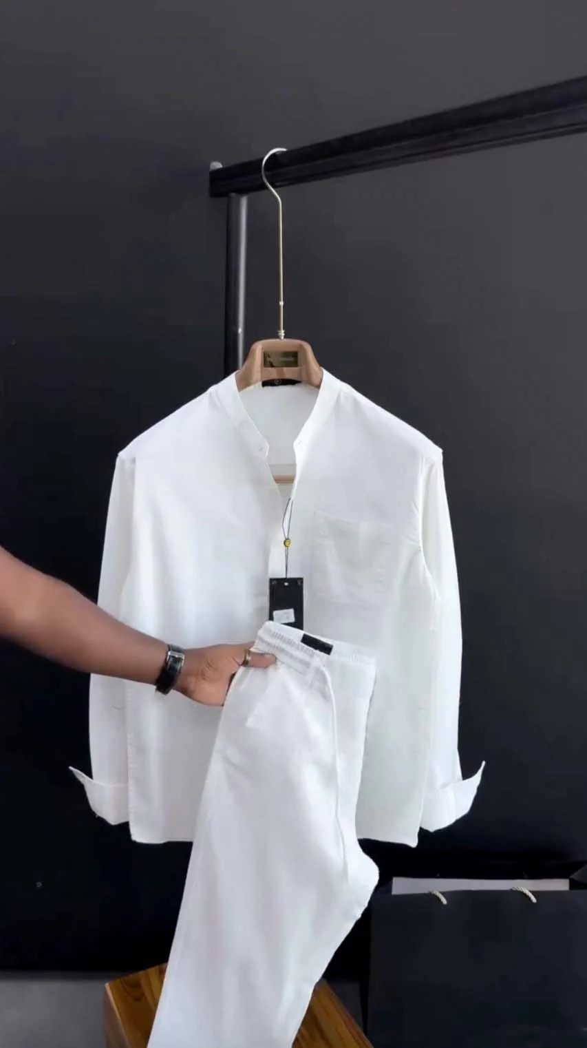 Linen Ban Collar Co-ord Set - Pre Order