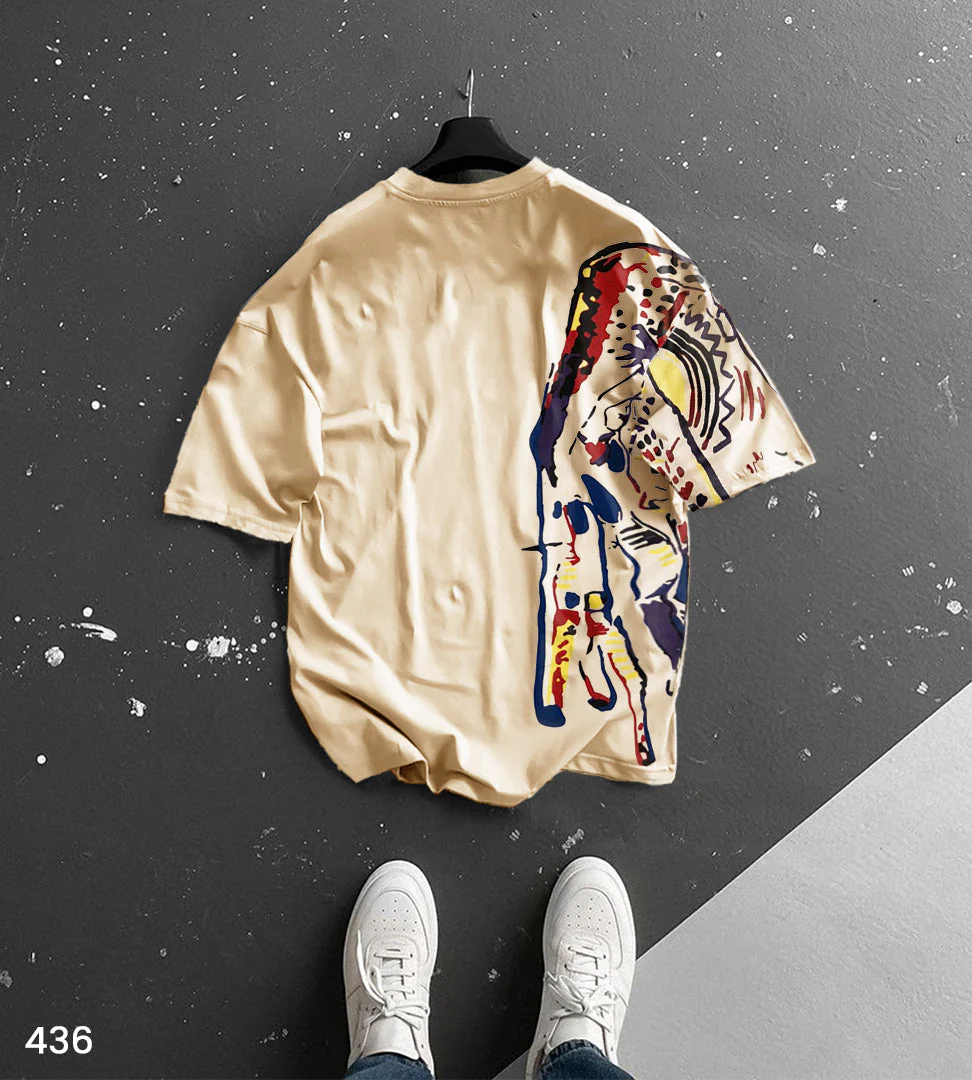 Mock Neck Half Paint T-Shirt - 50% Off - Image 4