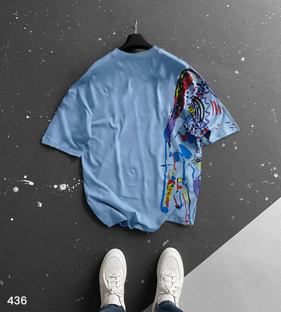 Mock Neck Half Paint T-Shirt - 50% Off - Image 5