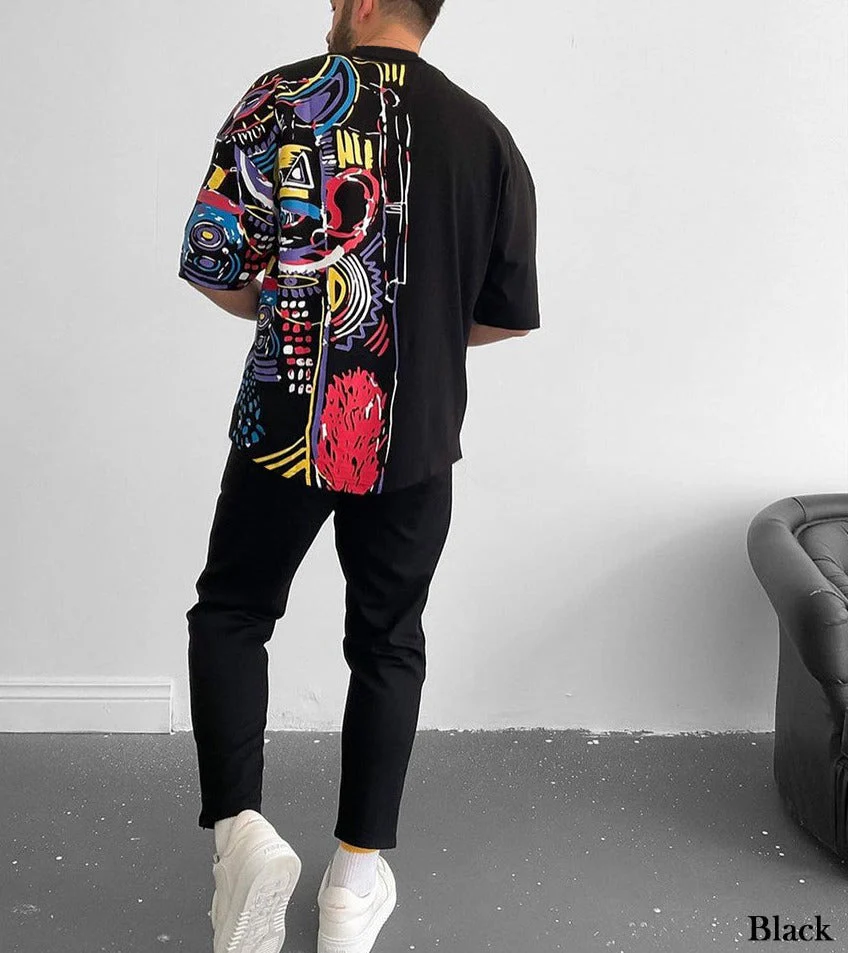 Mock Neck Half Paint T-Shirt - 50% Off - Image 7