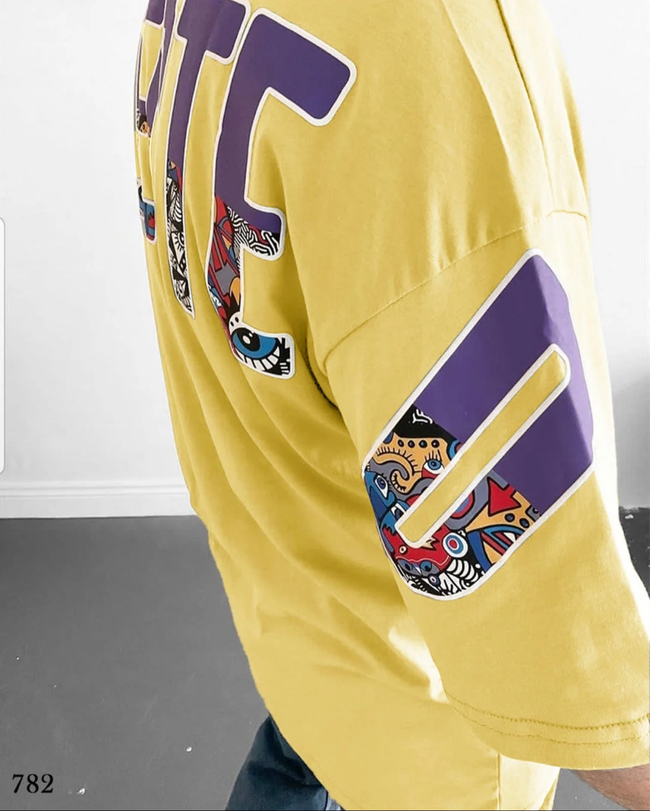 Oversize Selected Print T-Shirt Yellow - 50% Off - Image 3
