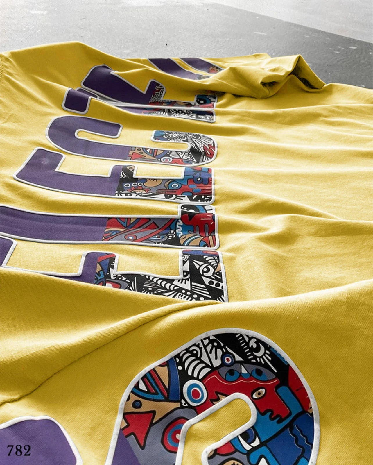 Oversize Selected Print T-Shirt Yellow - 50% Off - Image 4