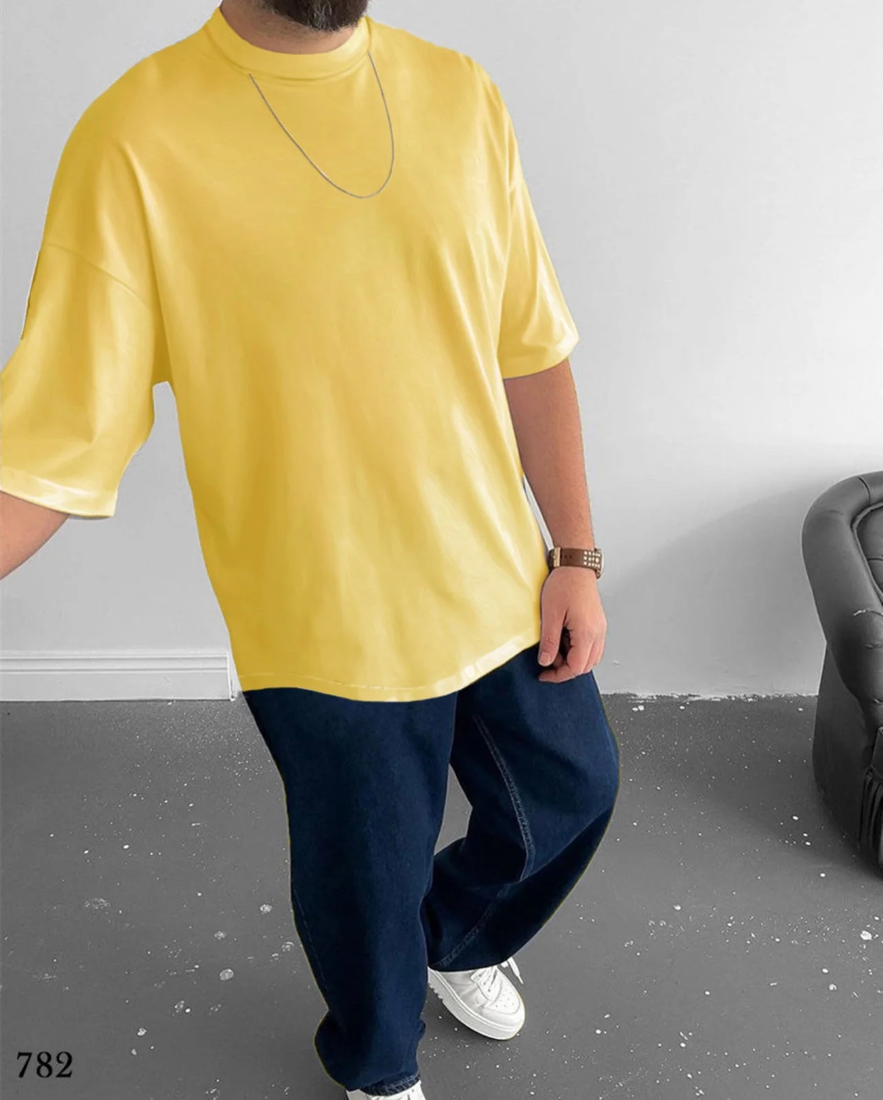 Oversize Selected Print T-Shirt Yellow - 50% Off - Image 5