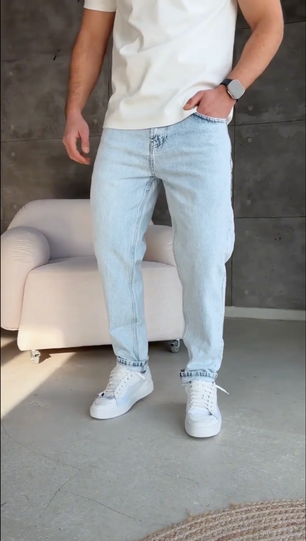 Slim Cropped Fit Jeans - Vintage Wash