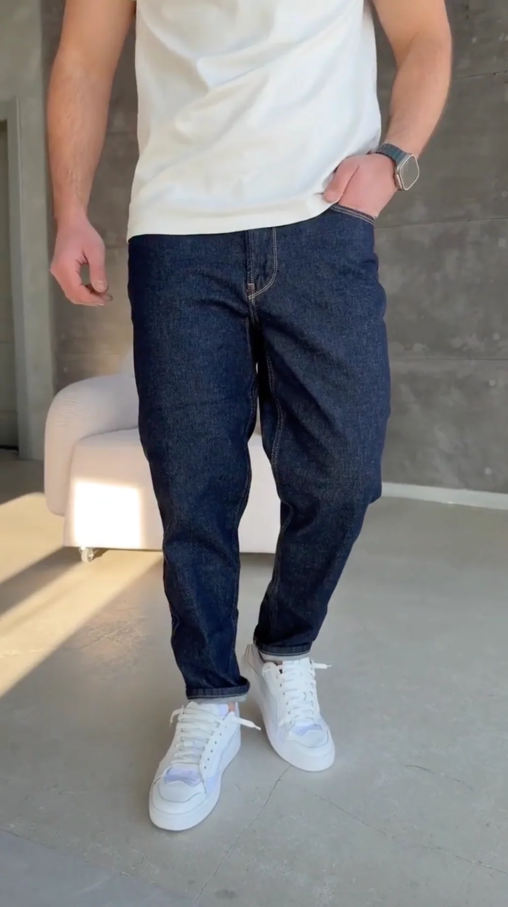 Slim Cropped Fit Jeans - Vintage Wash - Image 3