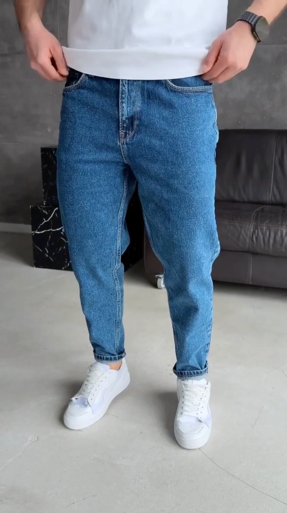 Slim Cropped Fit Jeans - Vintage Wash - Image 6