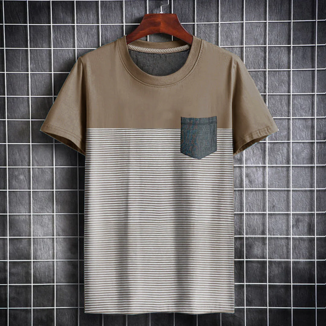 Striped Pocket T-Shirt Navy Ivory