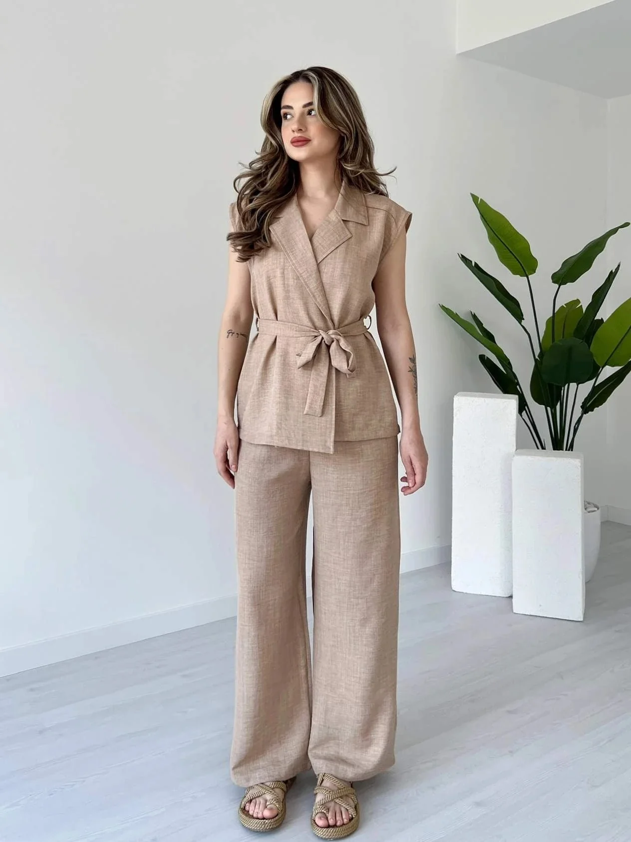 Tied Vest & Pant Set