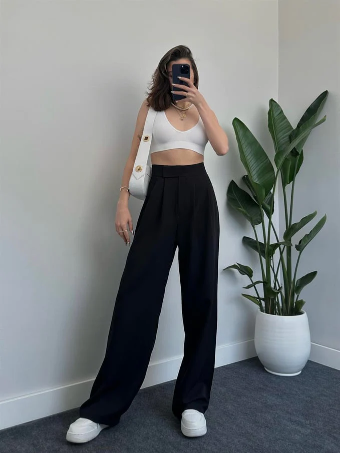 Velcro Closure Palazzo Trousers - 50% Off - Image 9