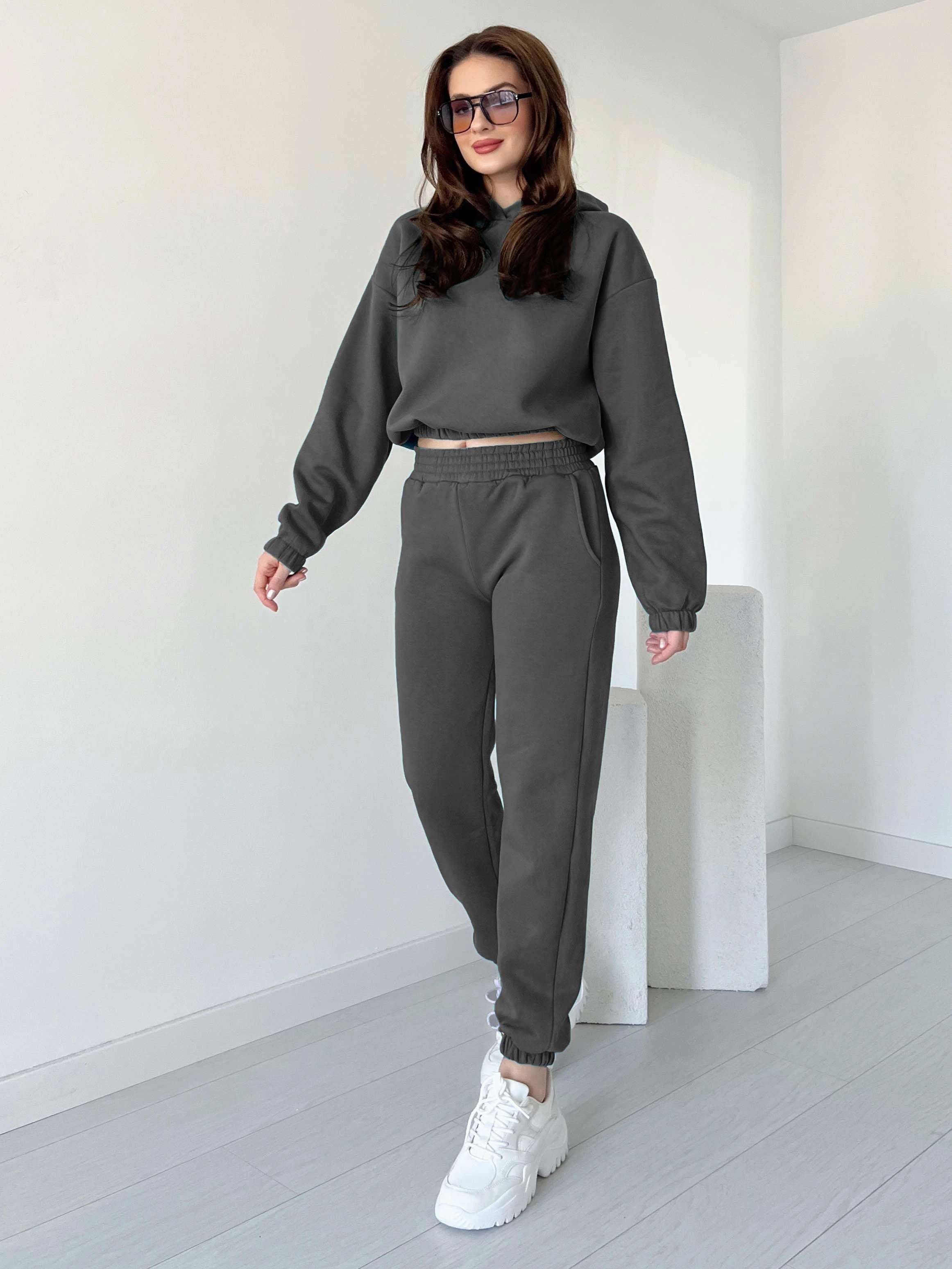 Women Cropped Hoodie Set - 60% Off - Image 11